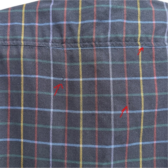 Vintage 80s Christian Dior Wool Turtleneck Button Down Shirt Retro Plaid Navy 14 - Picture 8 of 16